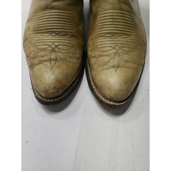 TONY LAMA Mens Leather Cream Cowhide Cowboy Boots Style 7076 Size 10 1/2 D main image 8